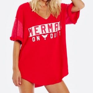 Wildfox Red Mermaid On Duty Shirt